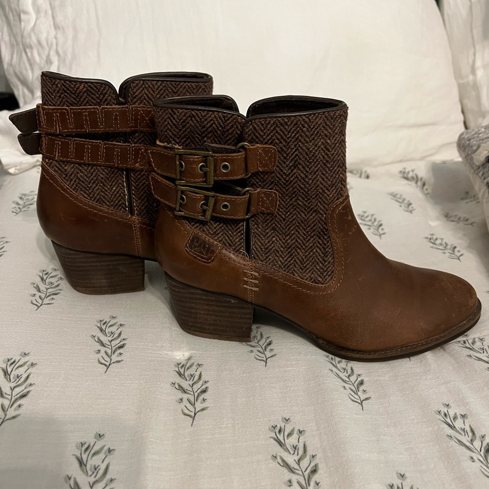 CAT leather booties.
